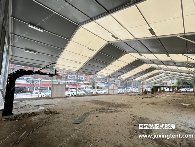 人字頂籃球篷房 透明軟玻璃墻體 人字頂籃球篷房 透明軟玻璃墻體