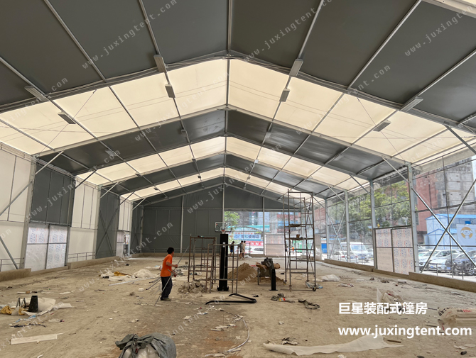 人字頂籃球篷房 透明軟玻璃墻體 人字頂籃球篷房 透明軟玻璃墻體